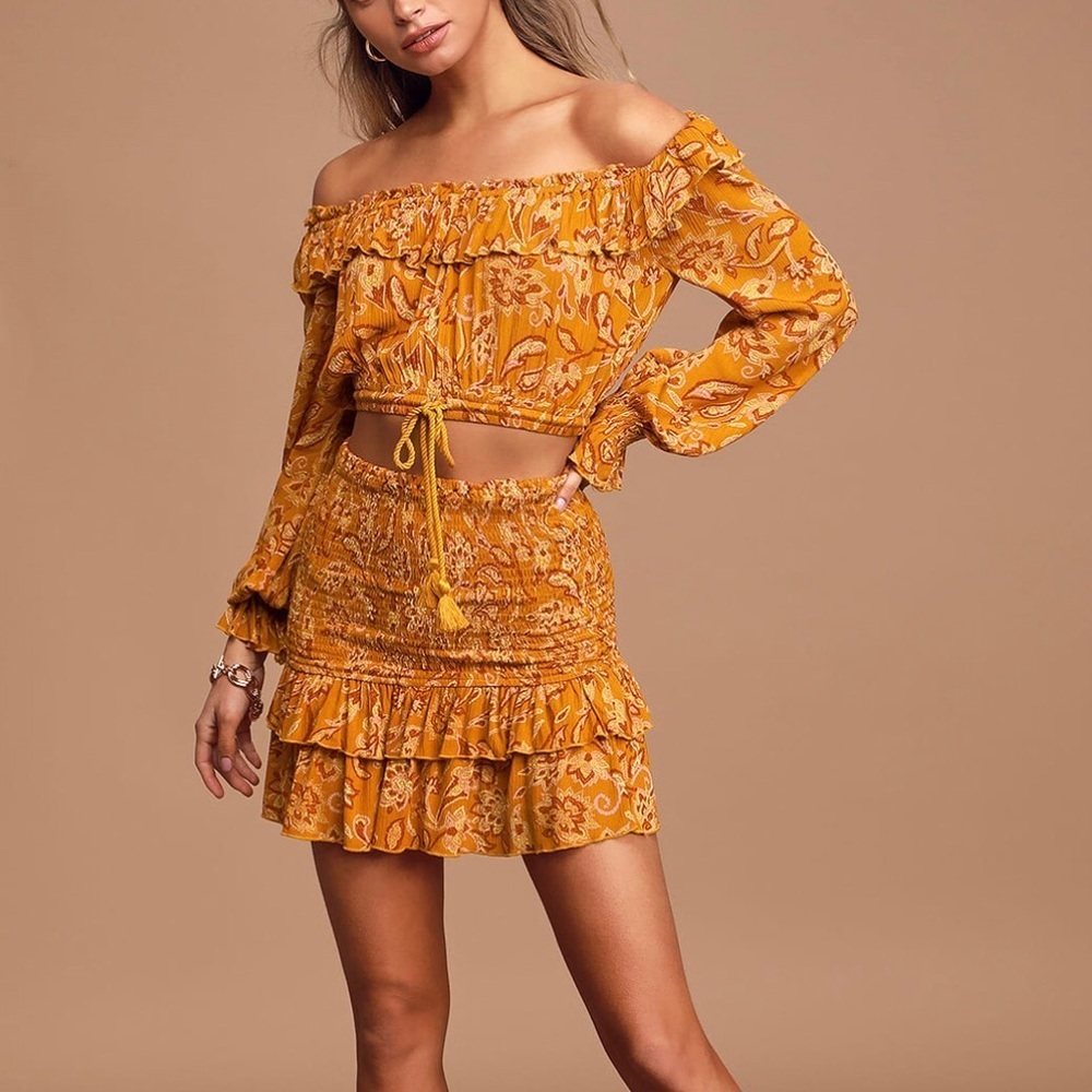 Be Free Mustard yellow Floral 2 piece set